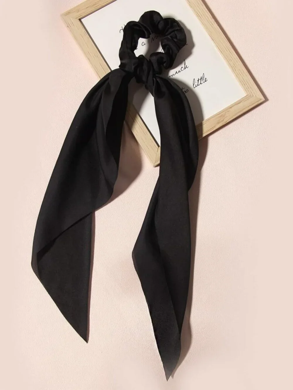 Stylish Black Hair Ribbons - 10 Pack Soft Bow Scrunchies & Elastic Ponytail